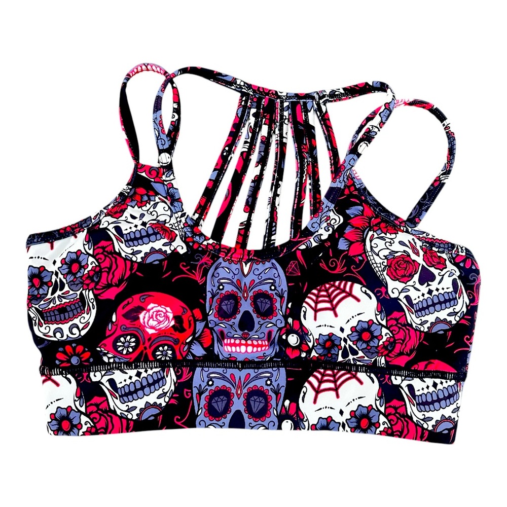 CVG Skull Sugar Skull Strappy Sports Bra S